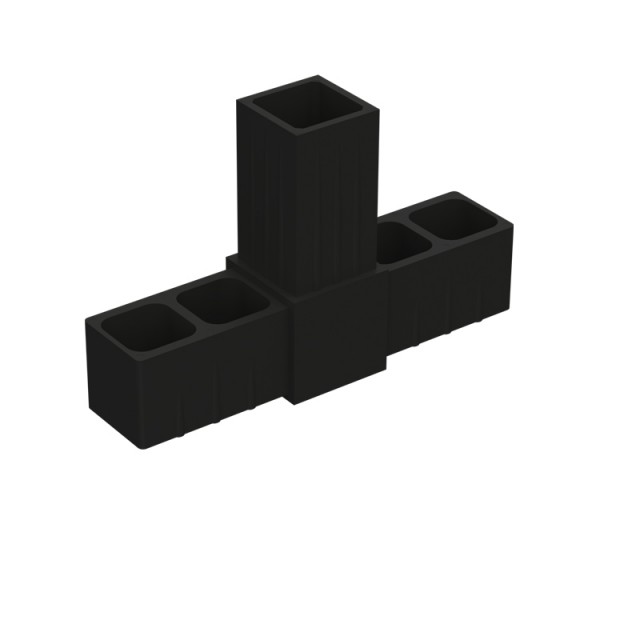T TYPE 3 WAY CONNECTOR 20x20 / BLACK